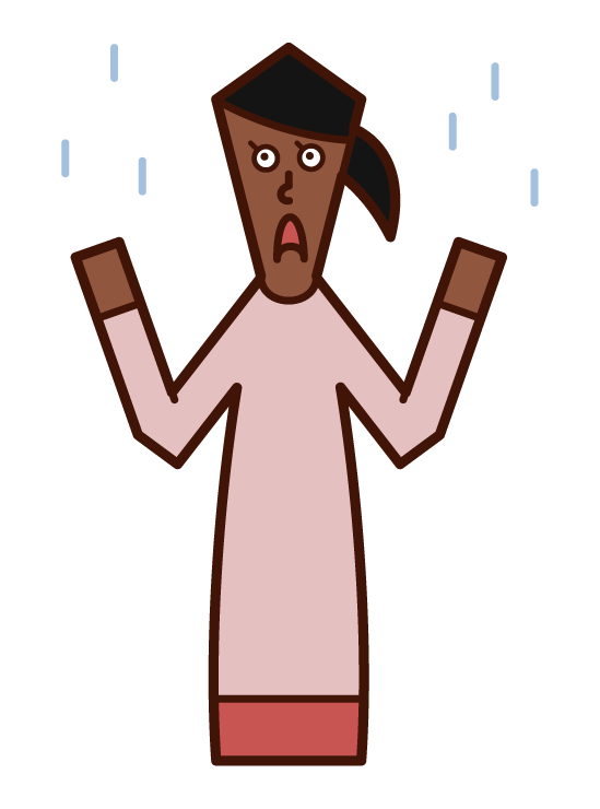Illustration of a woman who notices that it is raining