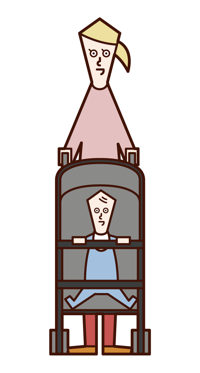 Illustration of a woman pushing a stroller