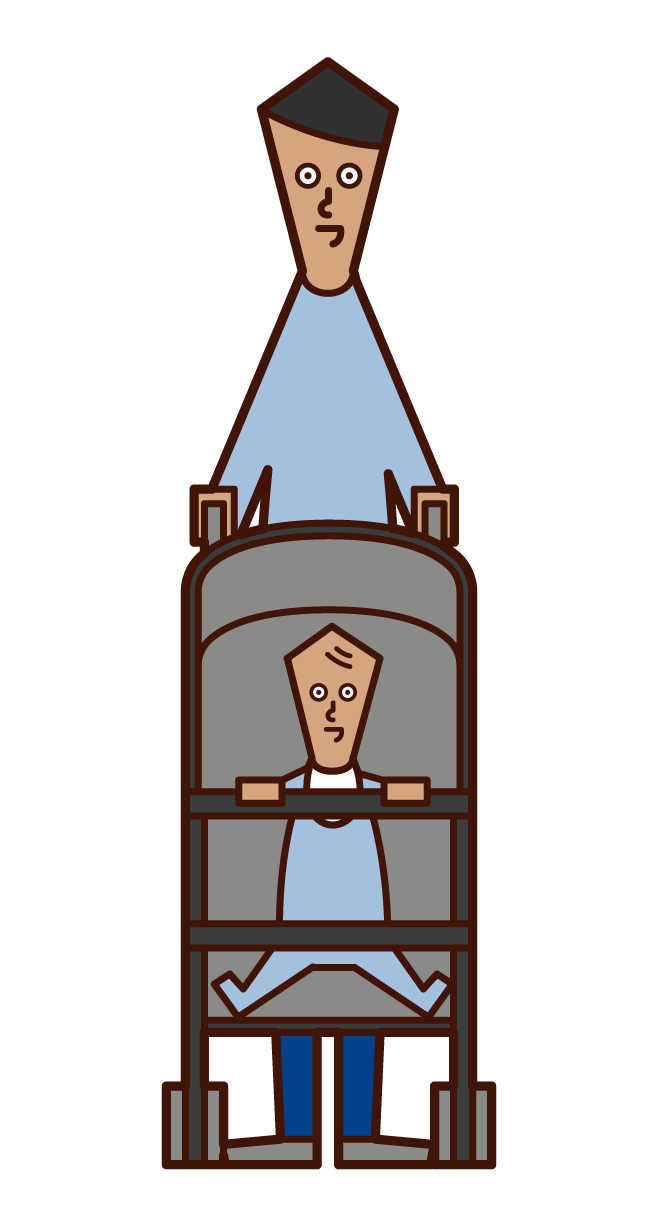 Illustration of a person (man) pushing a stroller