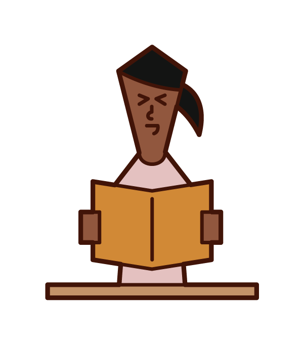 Illustration of a woman who reads a book and laughs