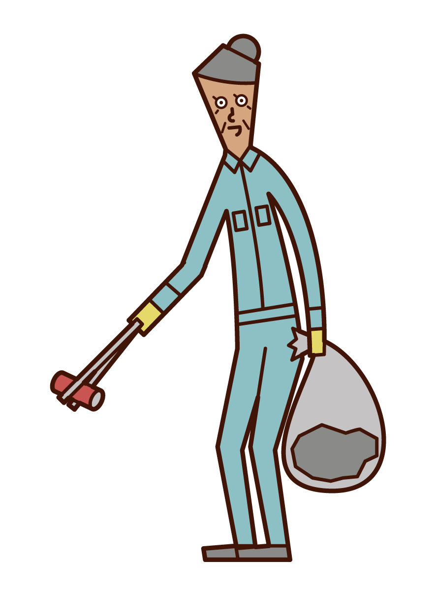 Illustration of a garbage picker (grandmother)