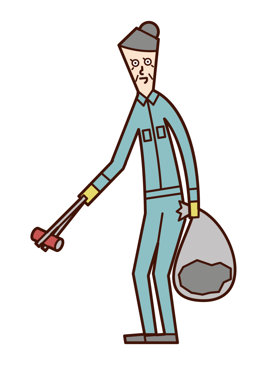 Illustration of a garbage picker (grandmother)