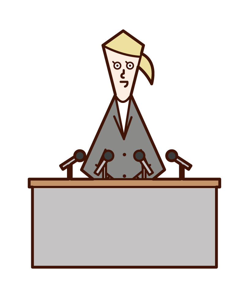 Illustration of a woman d'a press conference