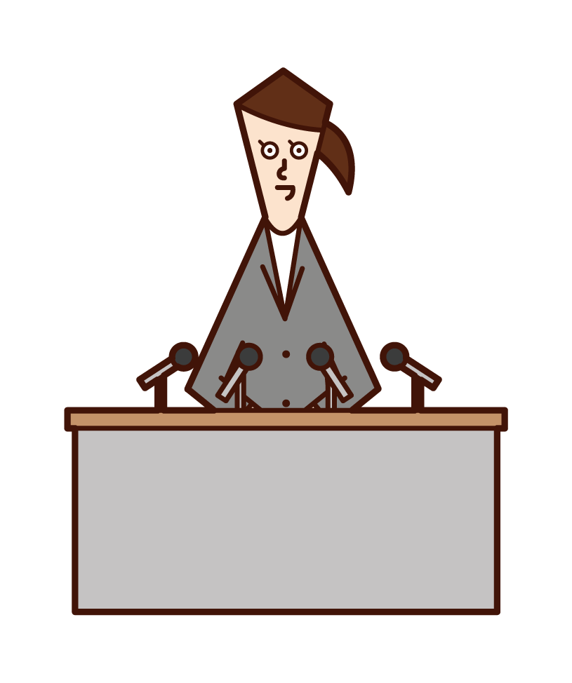 Illustration of a woman d'a press conference