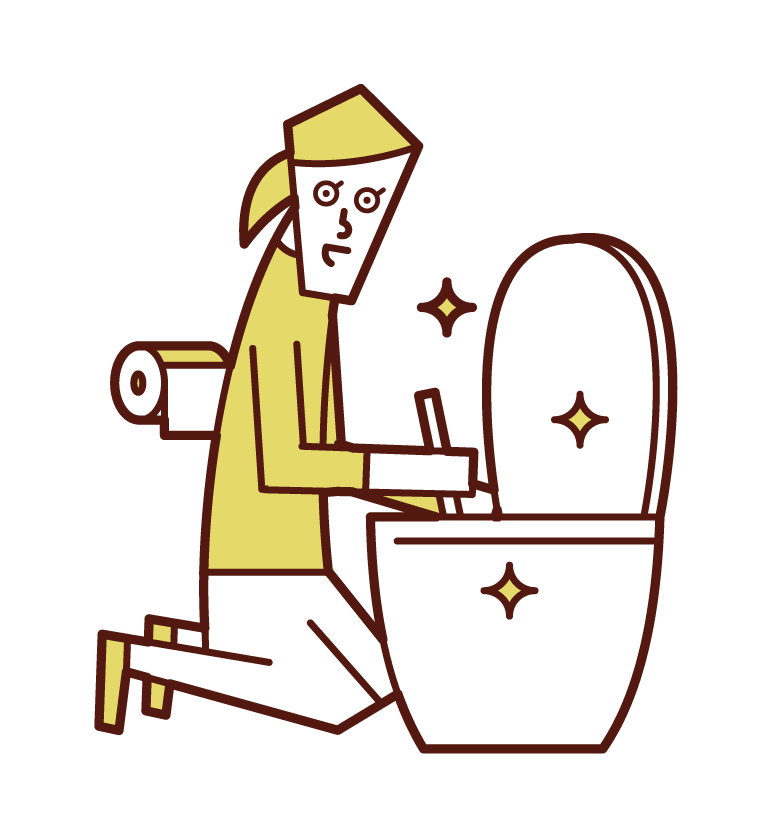トイレを掃除する人 女性 のイラスト フリーイラスト素材 Kukukeke ククケケ