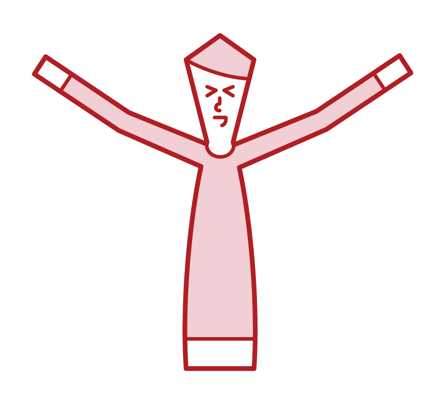 Illustration of a person who stretches and an idly person (man)
