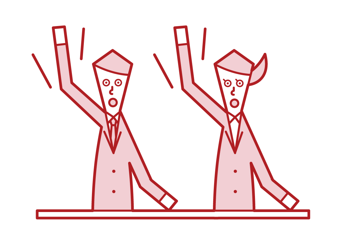 Illustration of a person actively handing up
