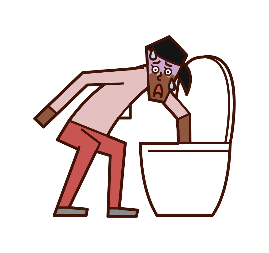 在廁所裡掉落物品的人（女性）的插圖