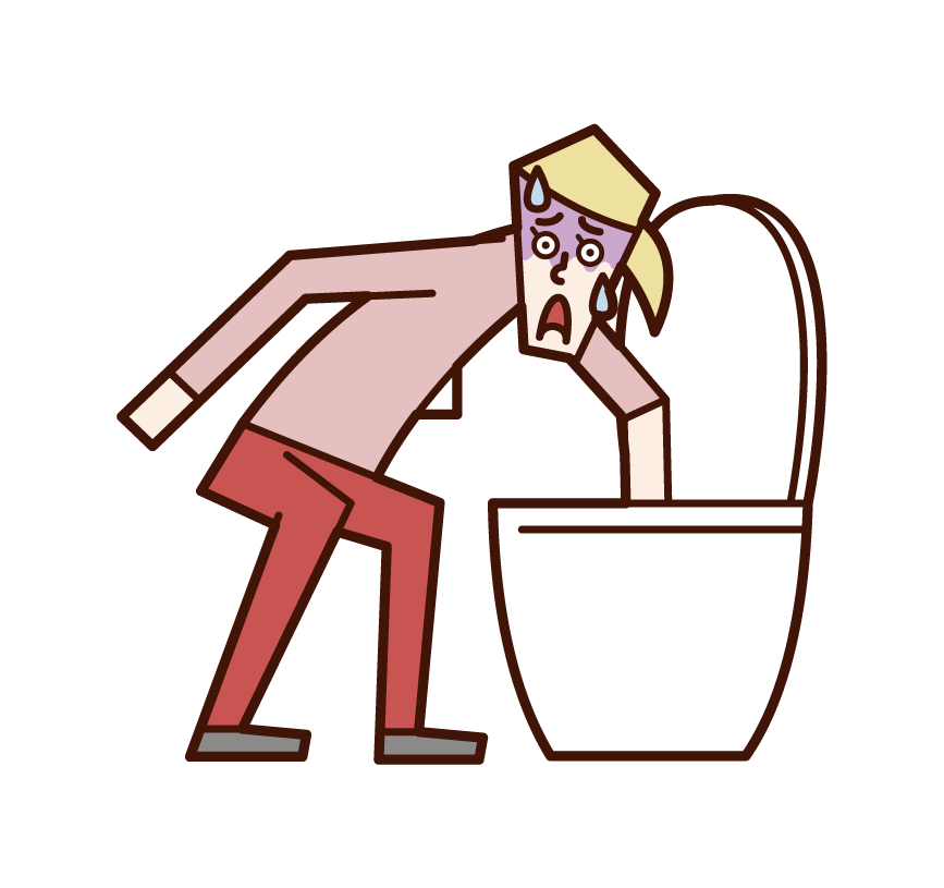 Illustration of a woman who dropped something in the toilet
