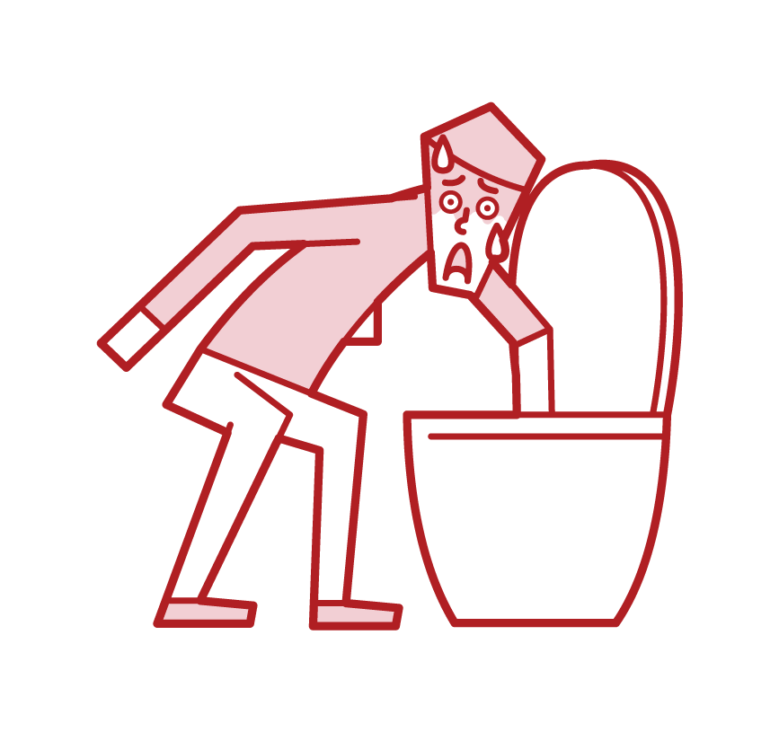 Illustration of a man who dropped something in the toilet