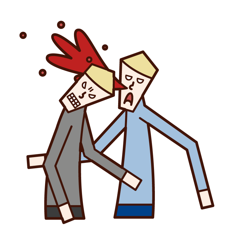 Illustration of a man head butting