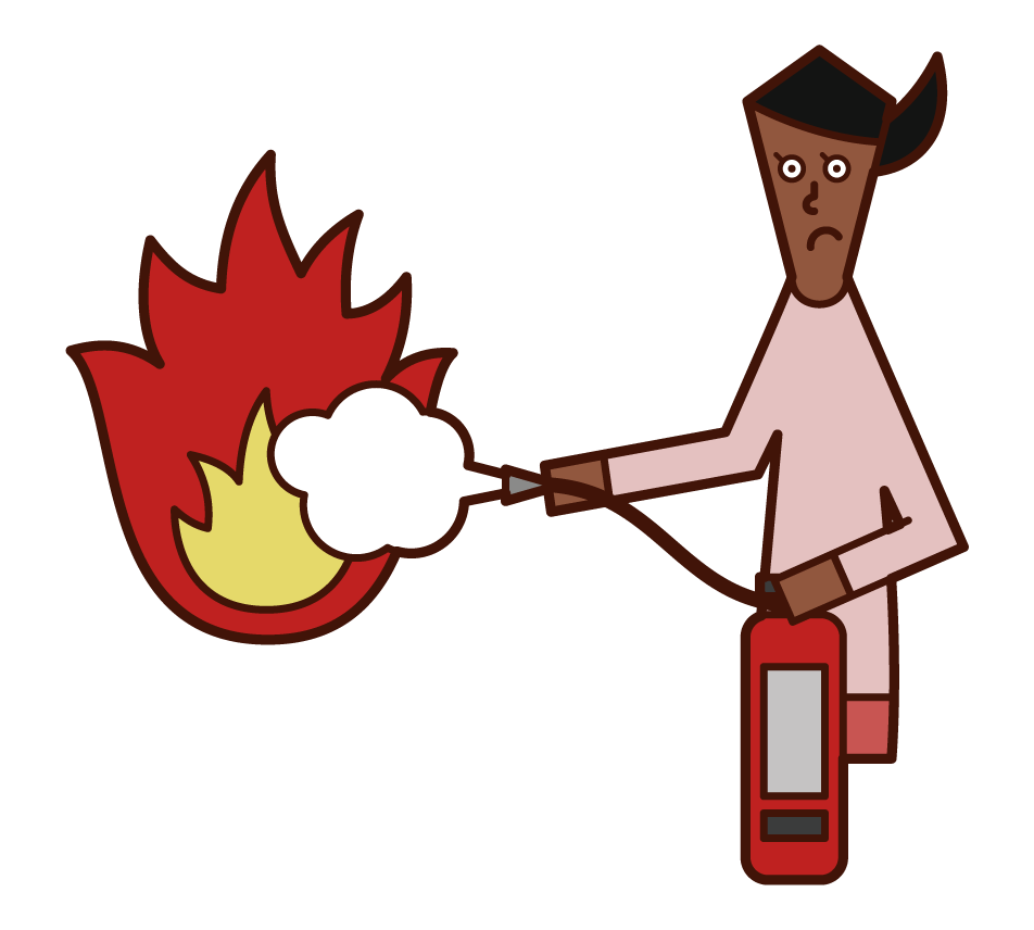 Illustration of a woman extinguishing a fire with a digestive system