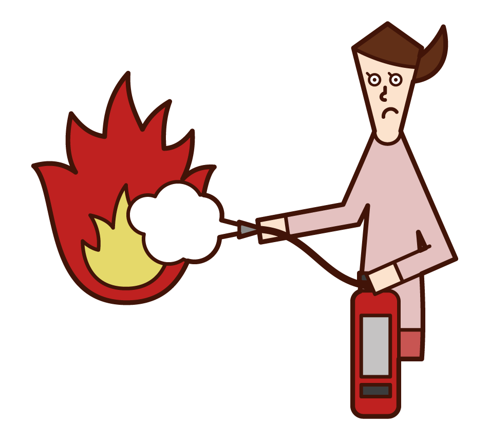 Illustration of a woman extinguishing a fire with a digestive system