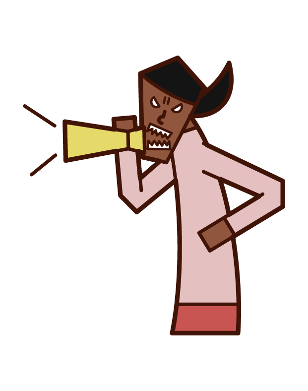 Illustration of a woman who pays attention with a megaphone