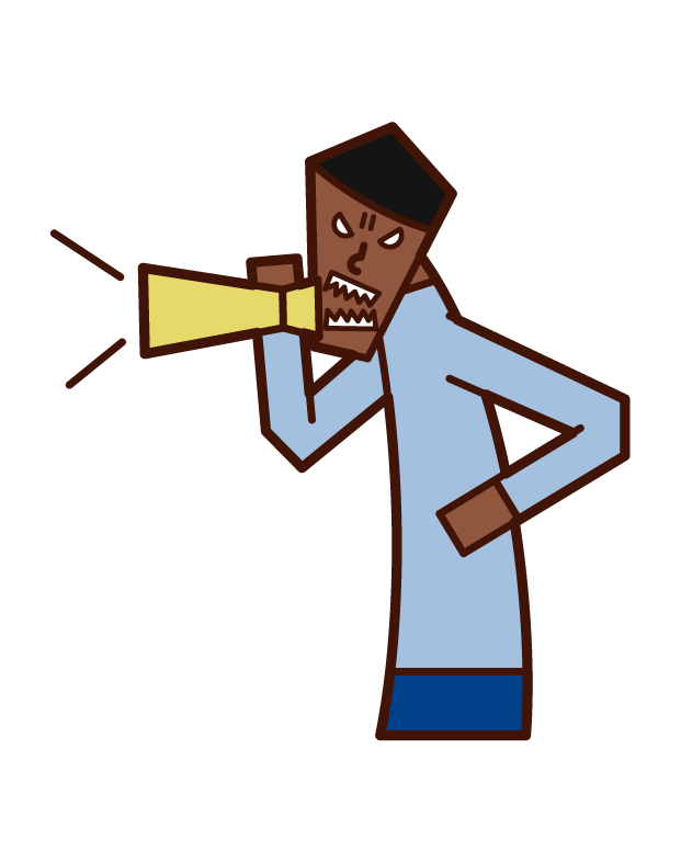 Illustration of a person (male) who pays attention with a megaphone