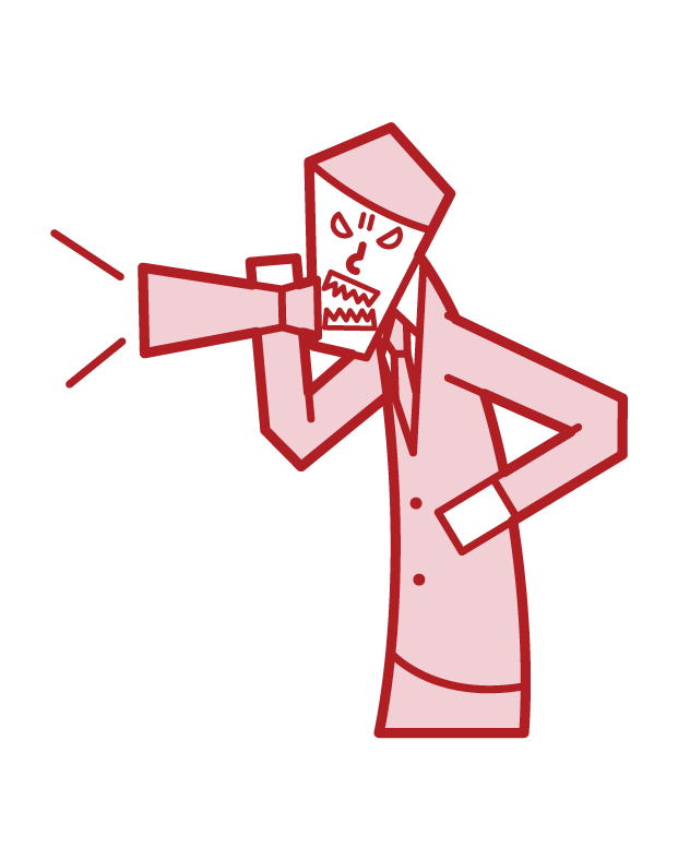 Illustration of a person (male) who pays attention with a megaphone