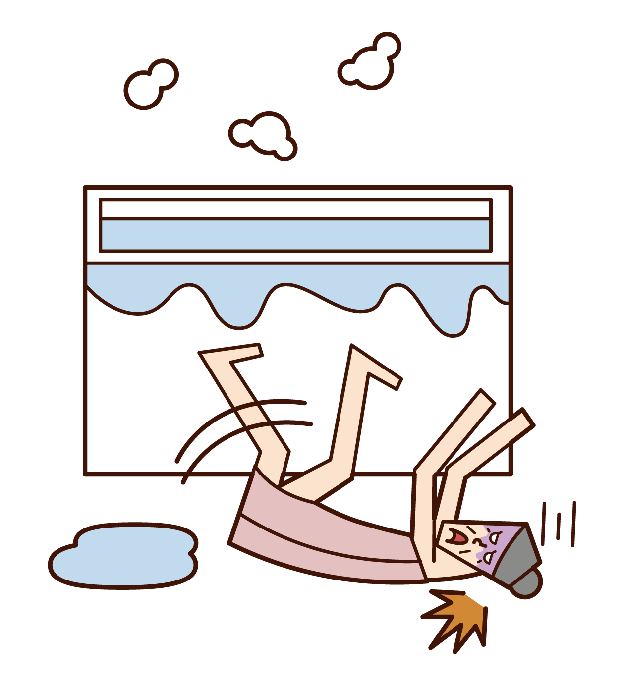 Illustration of a person (man) falling in the bathroom