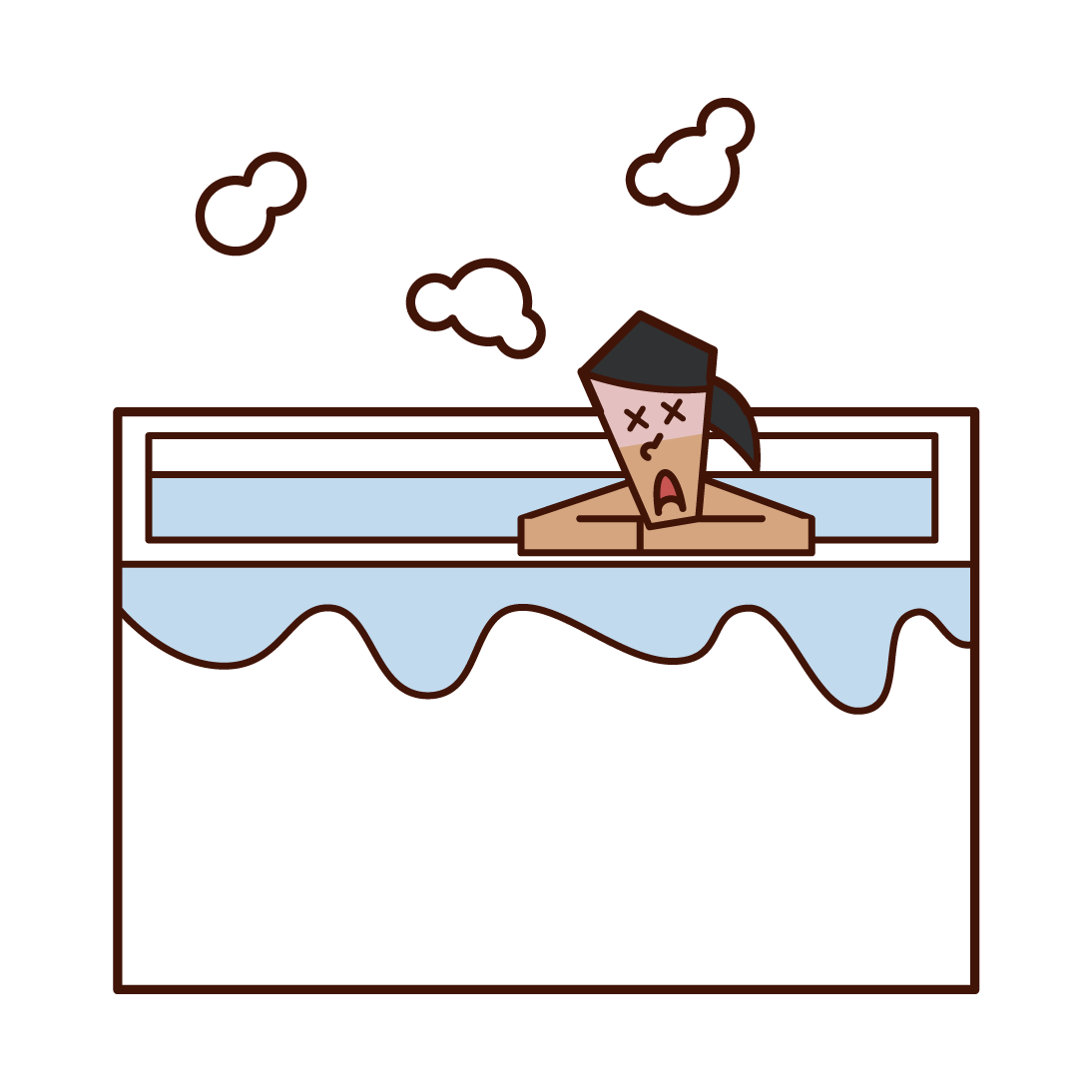 在浴缸裡昏的人（女性）的插圖