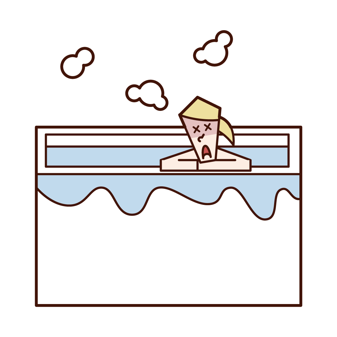 在浴缸裡昏的人（女性）的插圖