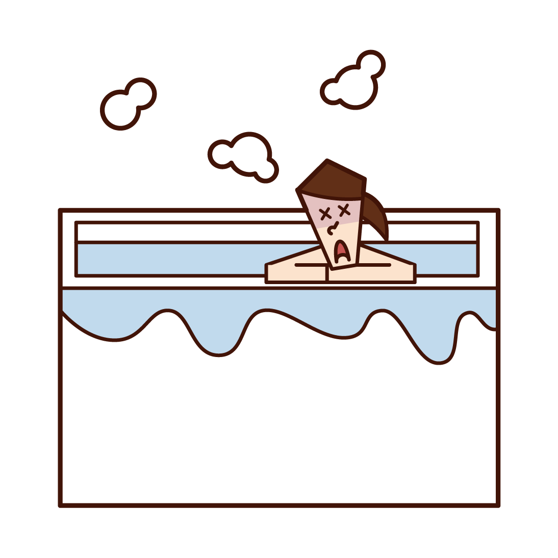 Illustration of a woman who can blur in the bath