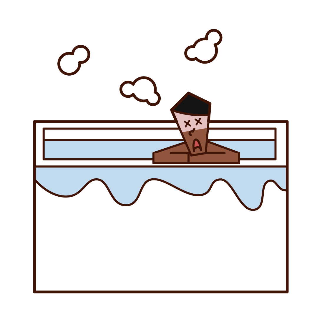 在浴缸裡昏昏不著的人（男性）的插圖