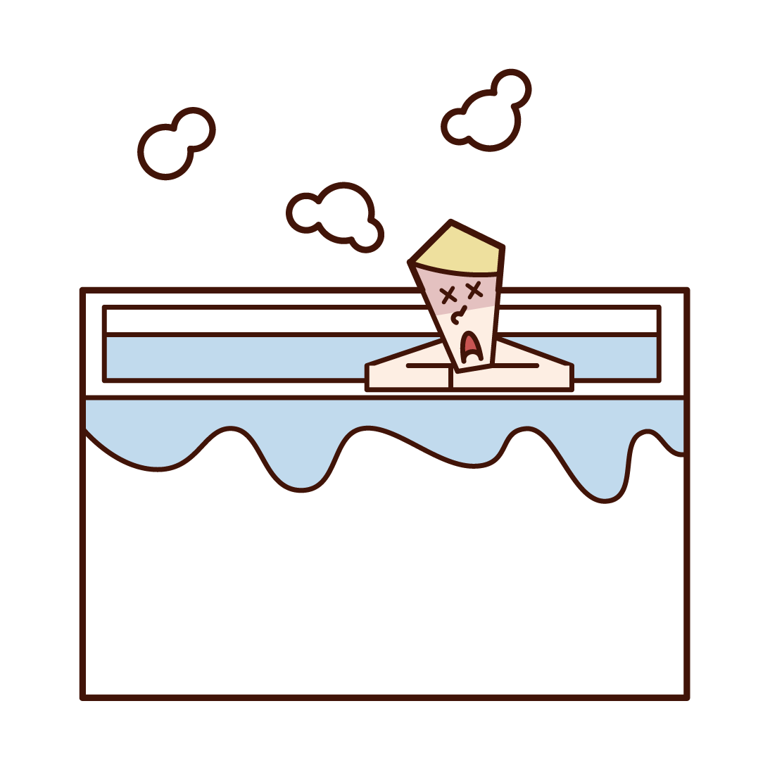 Illustration of a man who can blur in the bath