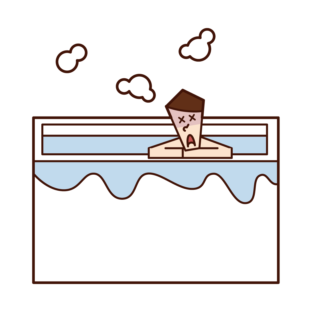 Illustration of a man who can blur in the bath