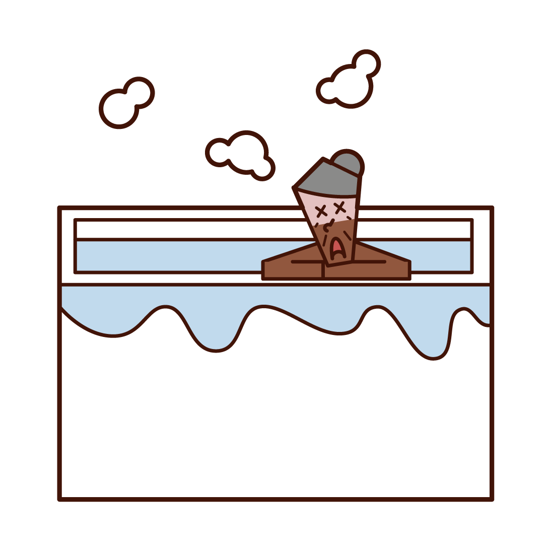Illustration of a person (grandmother) who can blur in the bath
