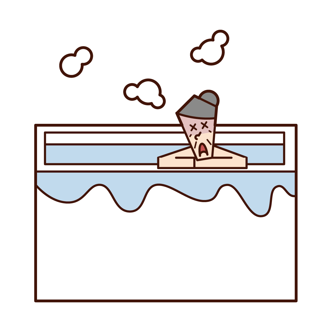 Illustration of a woman who can blur in the bath