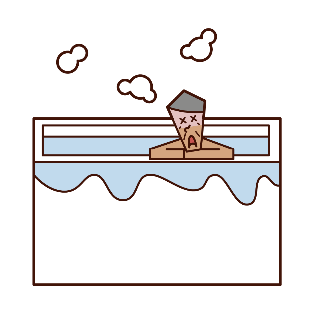 Illustration of a person (old man) who can blur in the bath