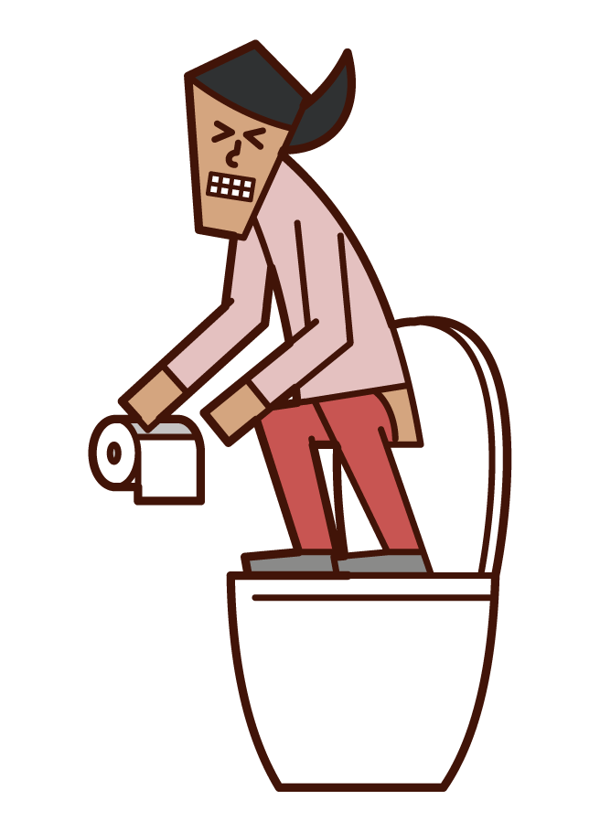 Illustration of a woman standing on a toilet seat and adding a service