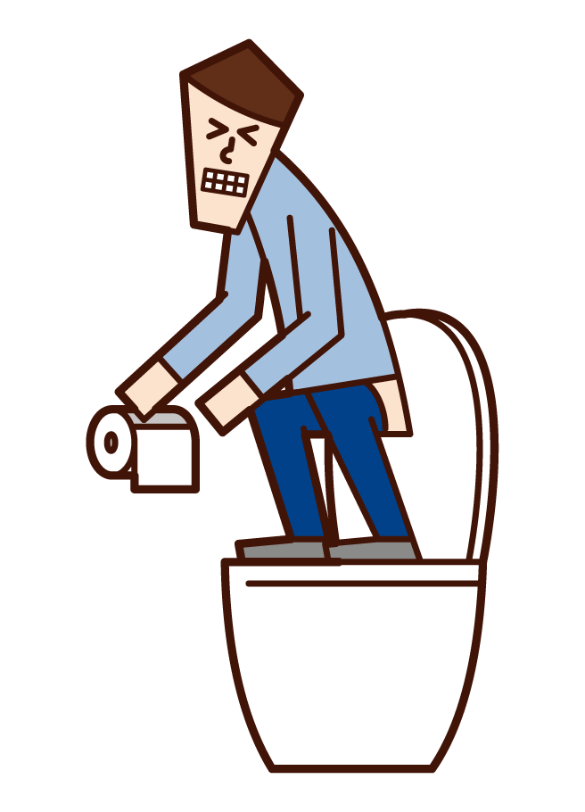 Illustration of a man standing on a toilet seat and adding a service