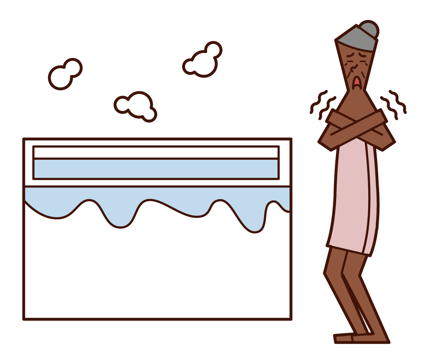 Illustration of a cold bathroom (grandmother)