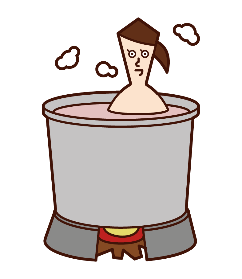 Illustration of a woman taking a goemon bath