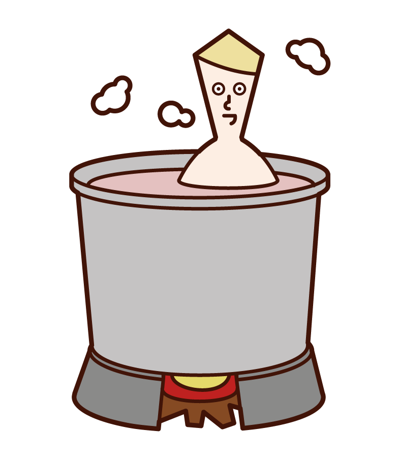 Illustration of a man taking a goemon bath