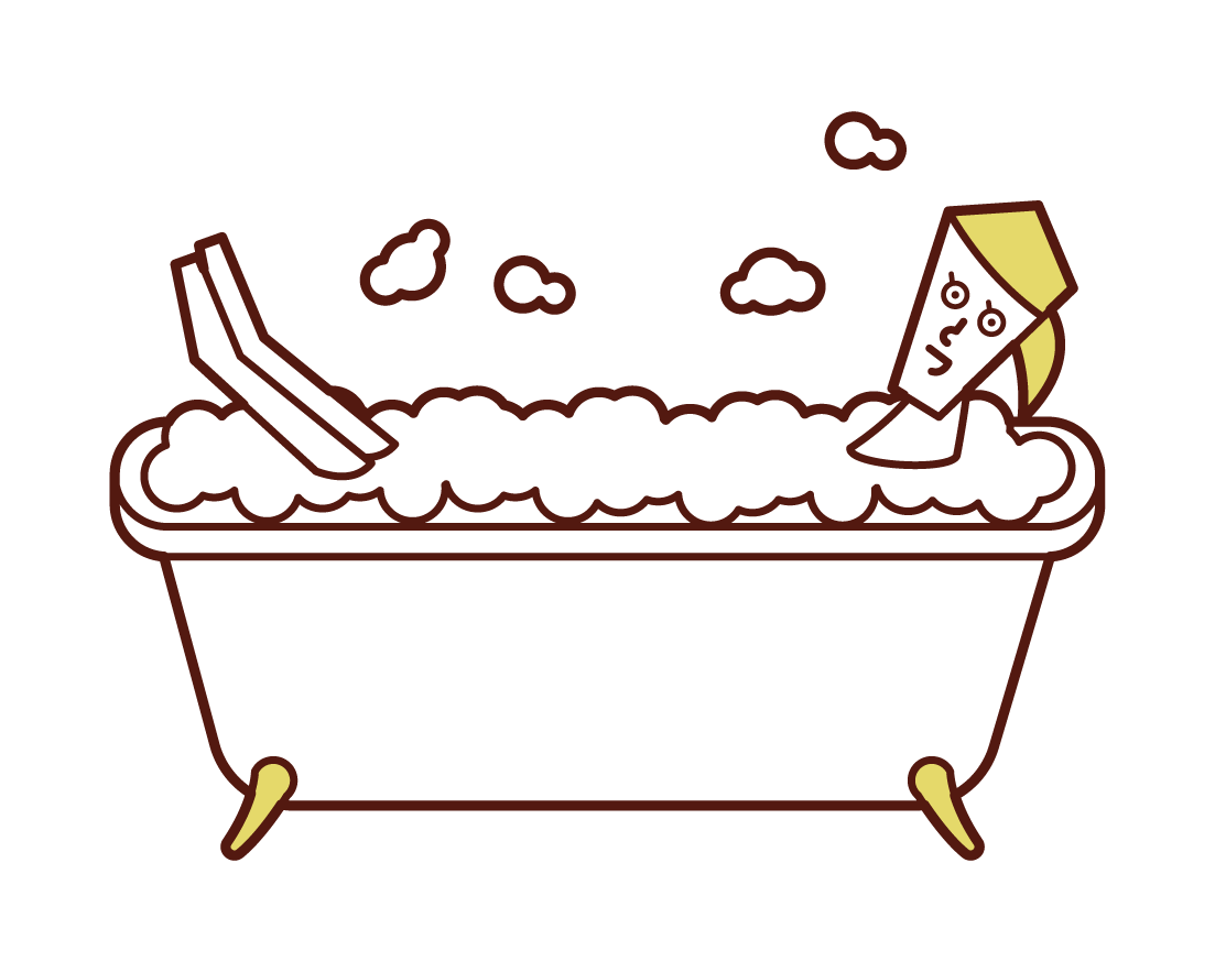 Illustration of a woman taking a bubble bath