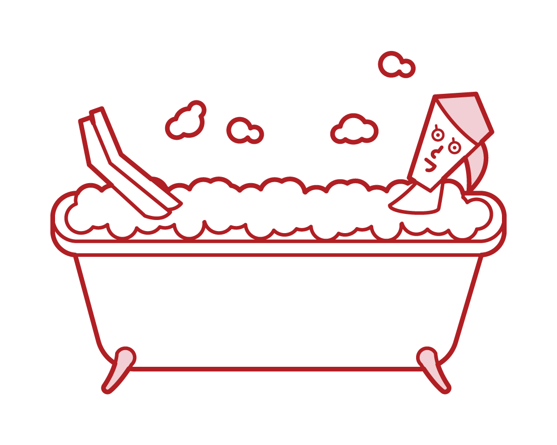 Illustration of a woman taking a bubble bath