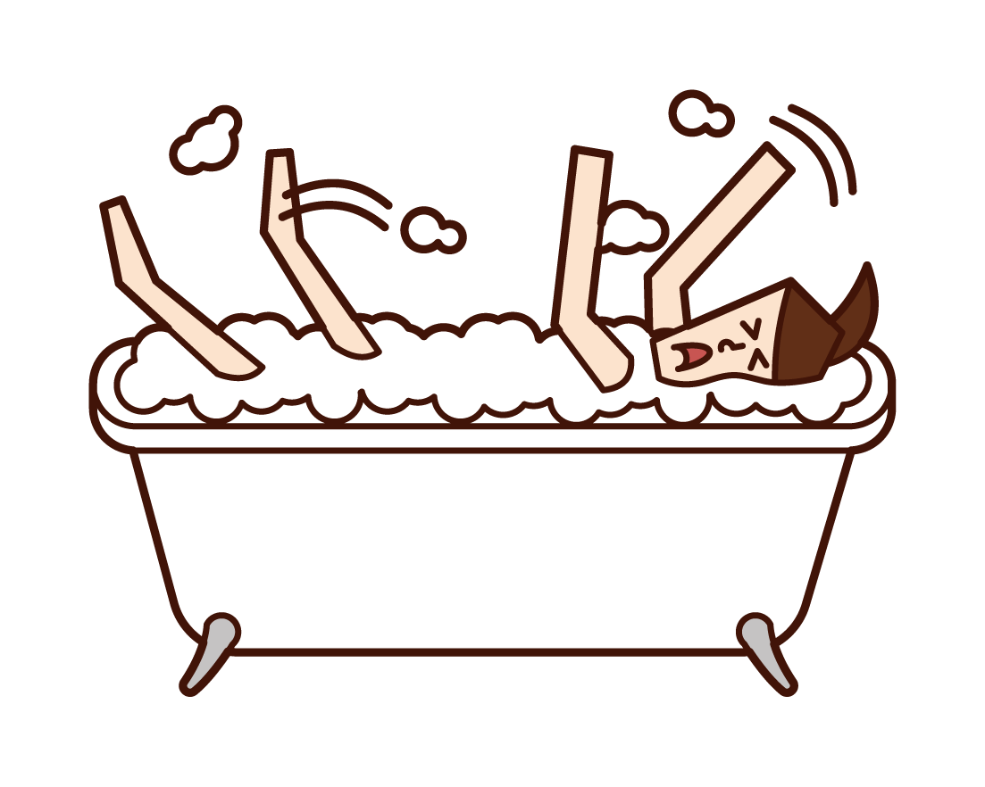 Illustration of a person (woman) drowning in a bath