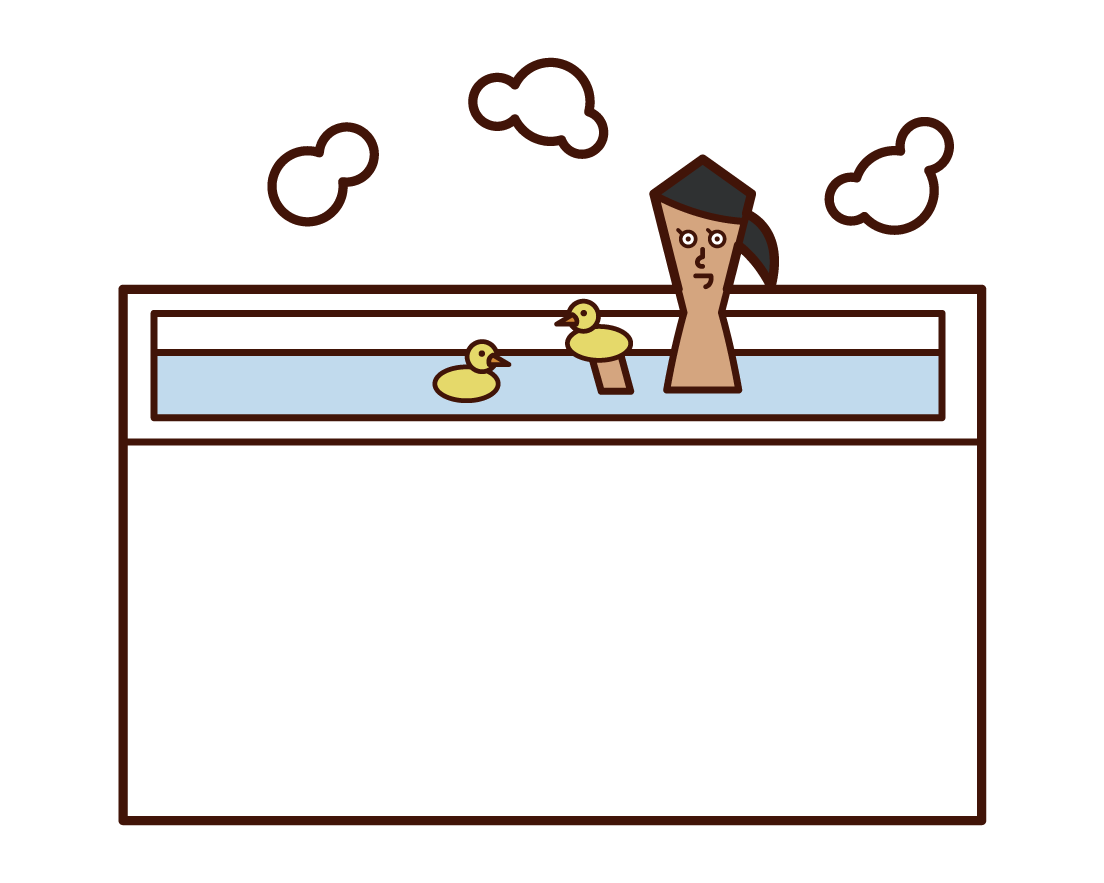 Illustration of a child (girl) playing in the bath