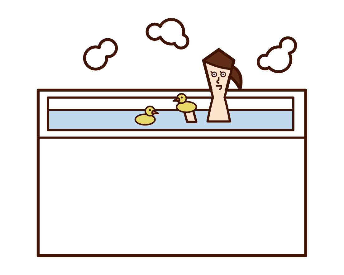 お風呂で遊ぶ子供（女子）のイラスト