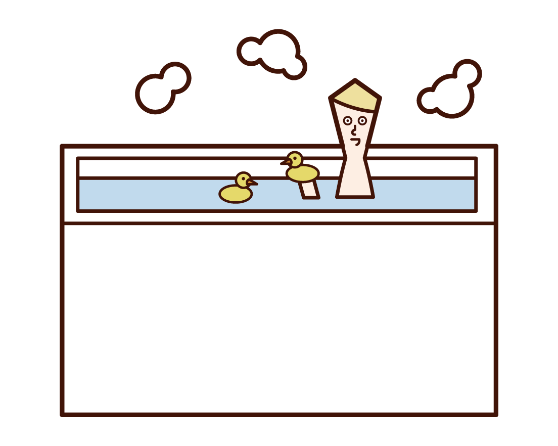 兒童（男孩）在浴缸裡玩耍的插圖