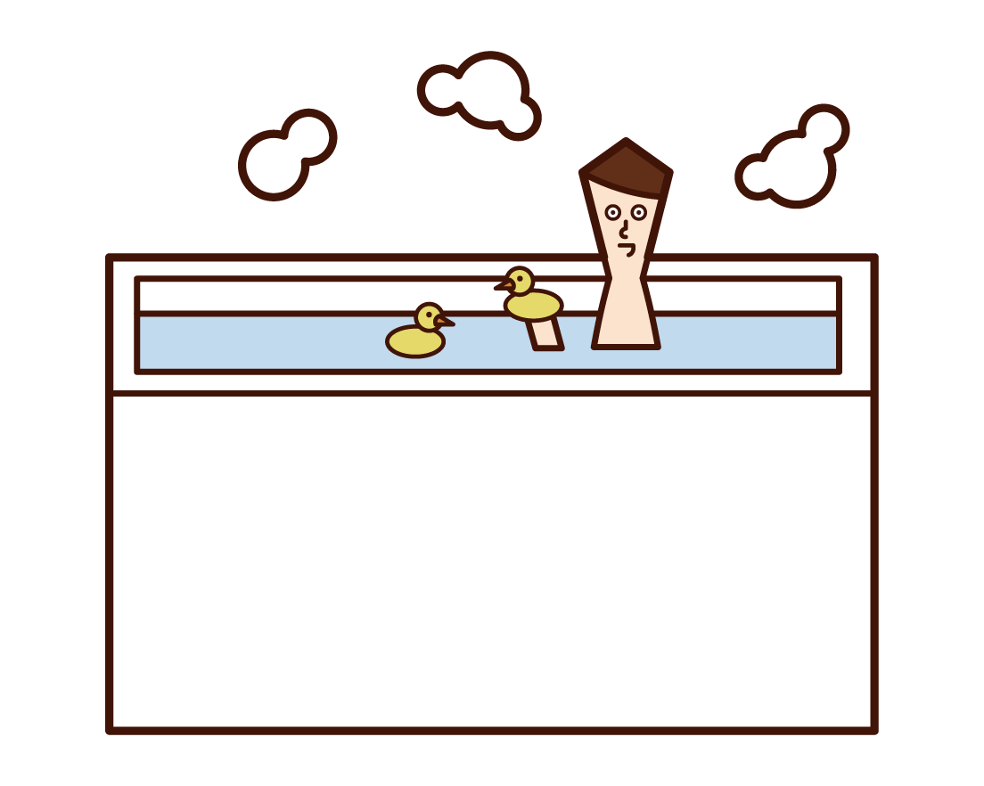 兒童（男孩）在浴缸裡玩耍的插圖