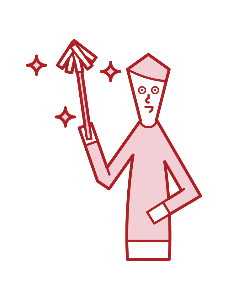 Illustration of a person (man) cleaning with a y0/2