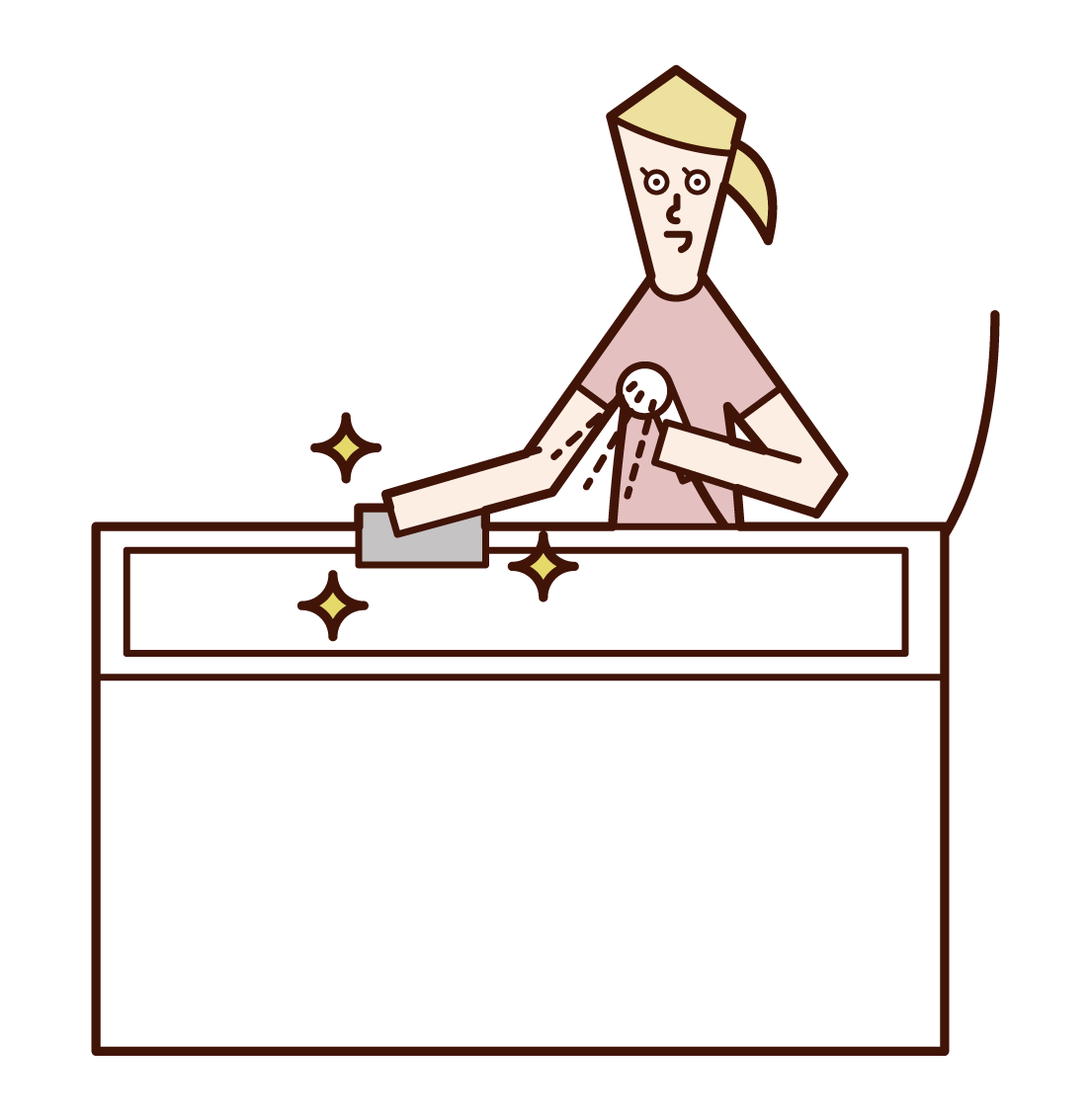 Illustration of a woman cleaning a bath