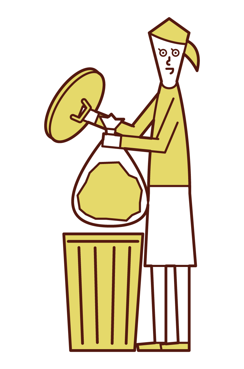ゴミを捨てる人 女性 のイラスト フリーイラスト素材 Kukukeke ククケケ
