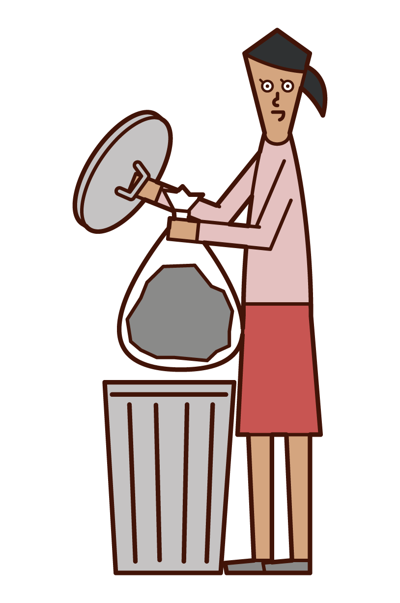 쓰레기를 버리는 사람 (여성)의 그림
