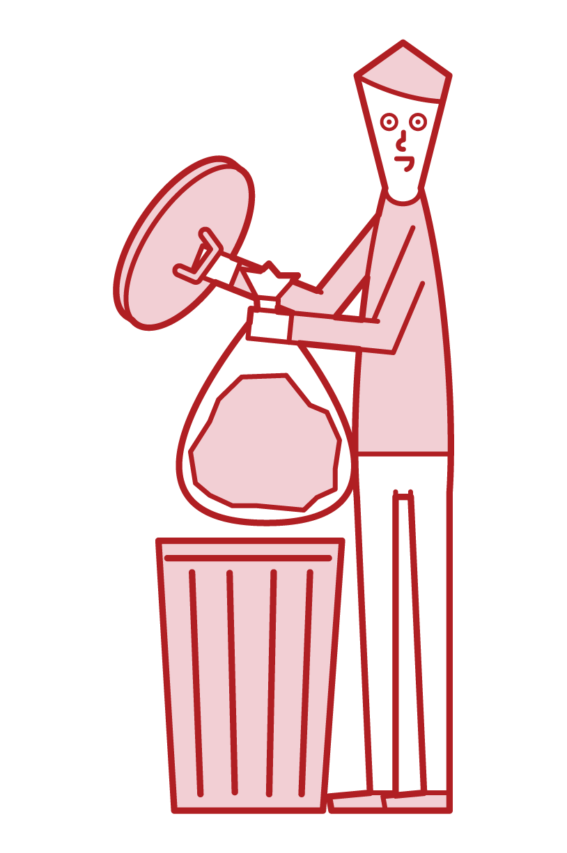 ゴミを捨てる人（男性）のイラスト