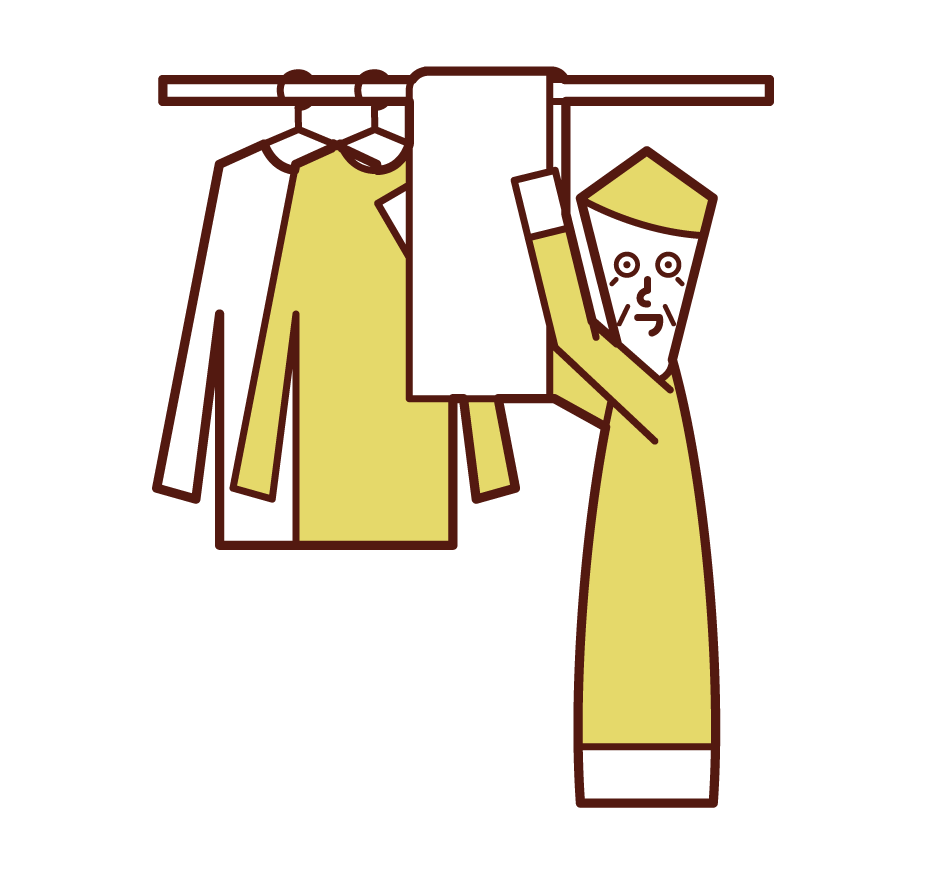 Illustration of a man who hangs out laundry