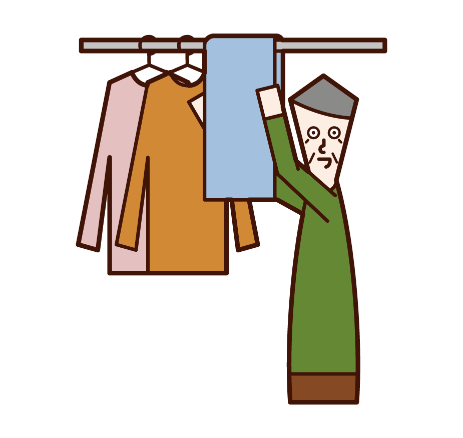 Illustration of a man who hangs out laundry