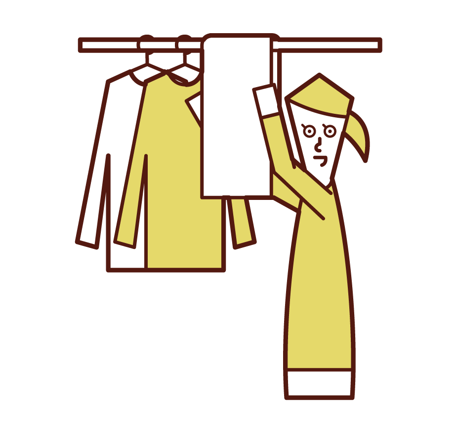 Illustration of a woman drying laundry